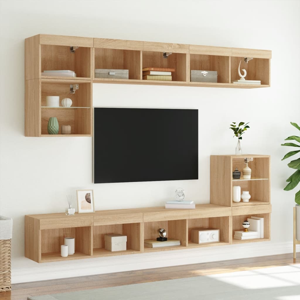 Tv-meubels met LED-verlichting 2 st 80x30x30 cm sonoma eiken is nu te koop bij PeponiXL, paradijselijk wonen!