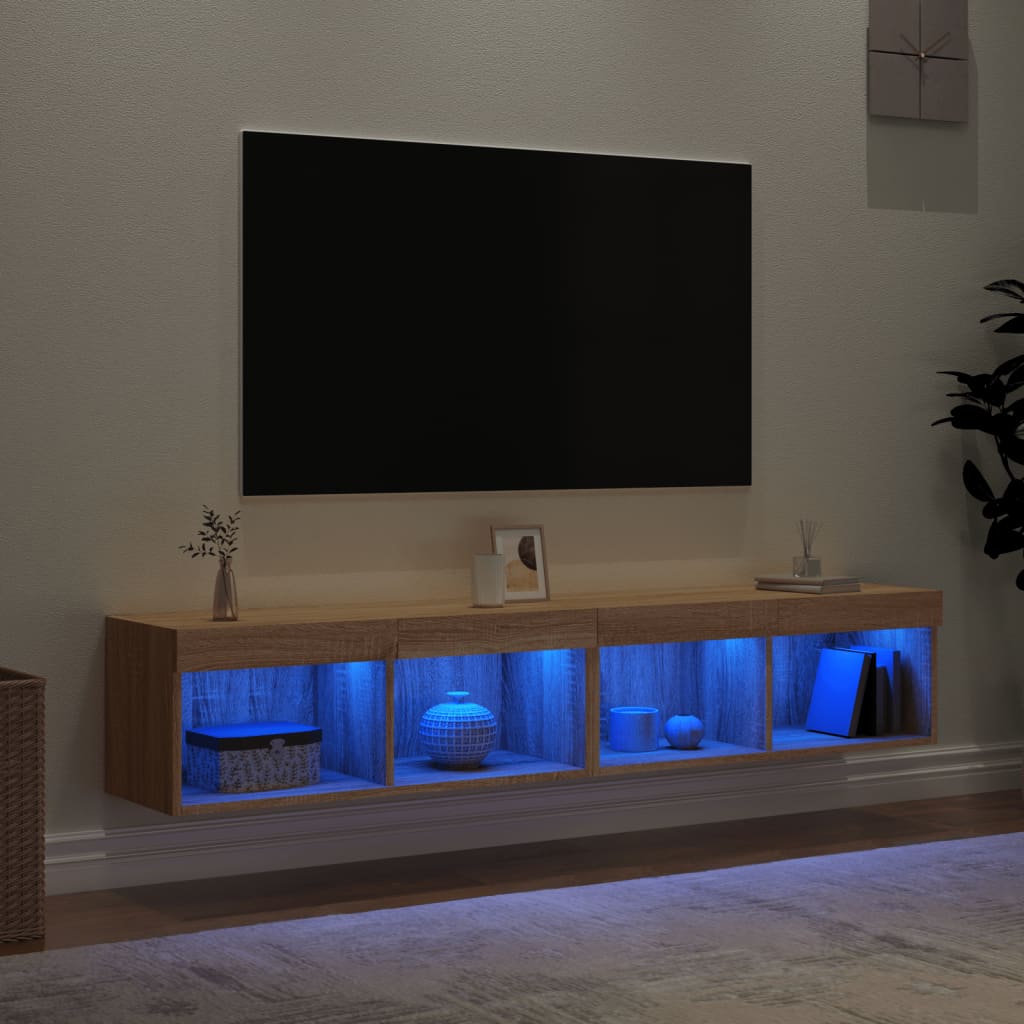 Tv-meubels met LED-verlichting 2 st 80x30x30 cm sonoma eiken is nu te koop bij PeponiXL, paradijselijk wonen!