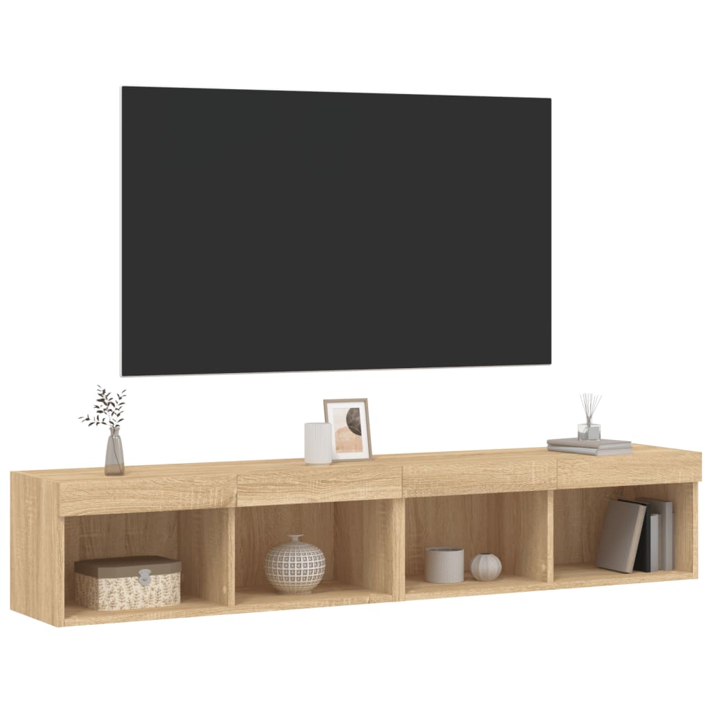 Tv-meubels met LED-verlichting 2 st 80x30x30 cm sonoma eiken is nu te koop bij PeponiXL, paradijselijk wonen!