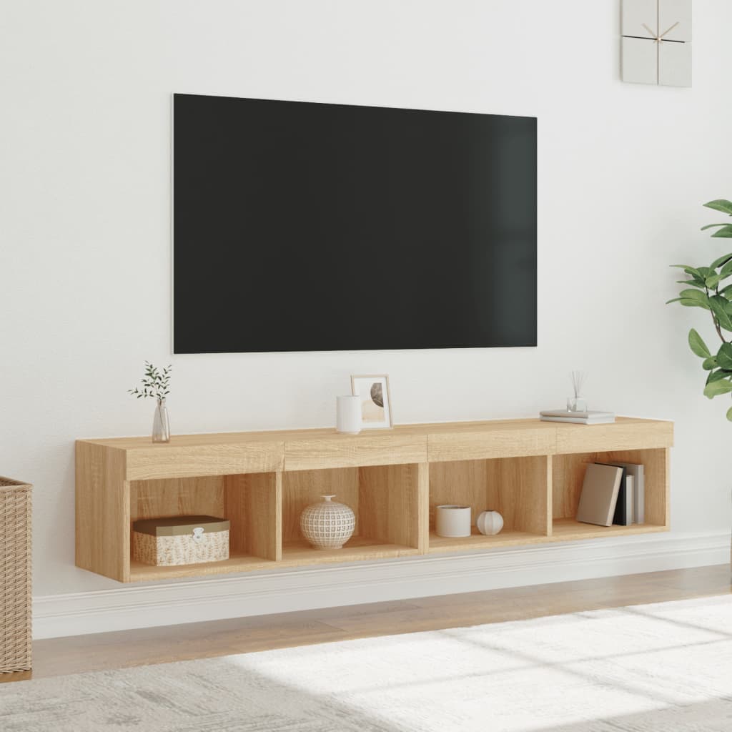 Tv-meubels met LED-verlichting 2 st 80x30x30 cm sonoma eiken is nu te koop bij PeponiXL, paradijselijk wonen!