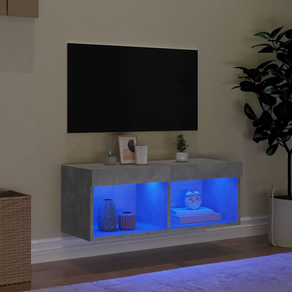 Tv-meubel met LED-verlichting 80x30x30 cm betongrijs is nu te koop bij PeponiXL, paradijselijk wonen!