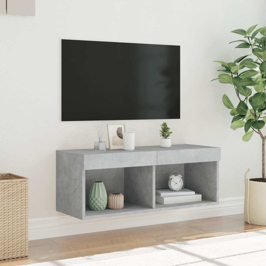 Tv-meubel met LED-verlichting 80x30x30 cm betongrijs is nu te koop bij PeponiXL, paradijselijk wonen!