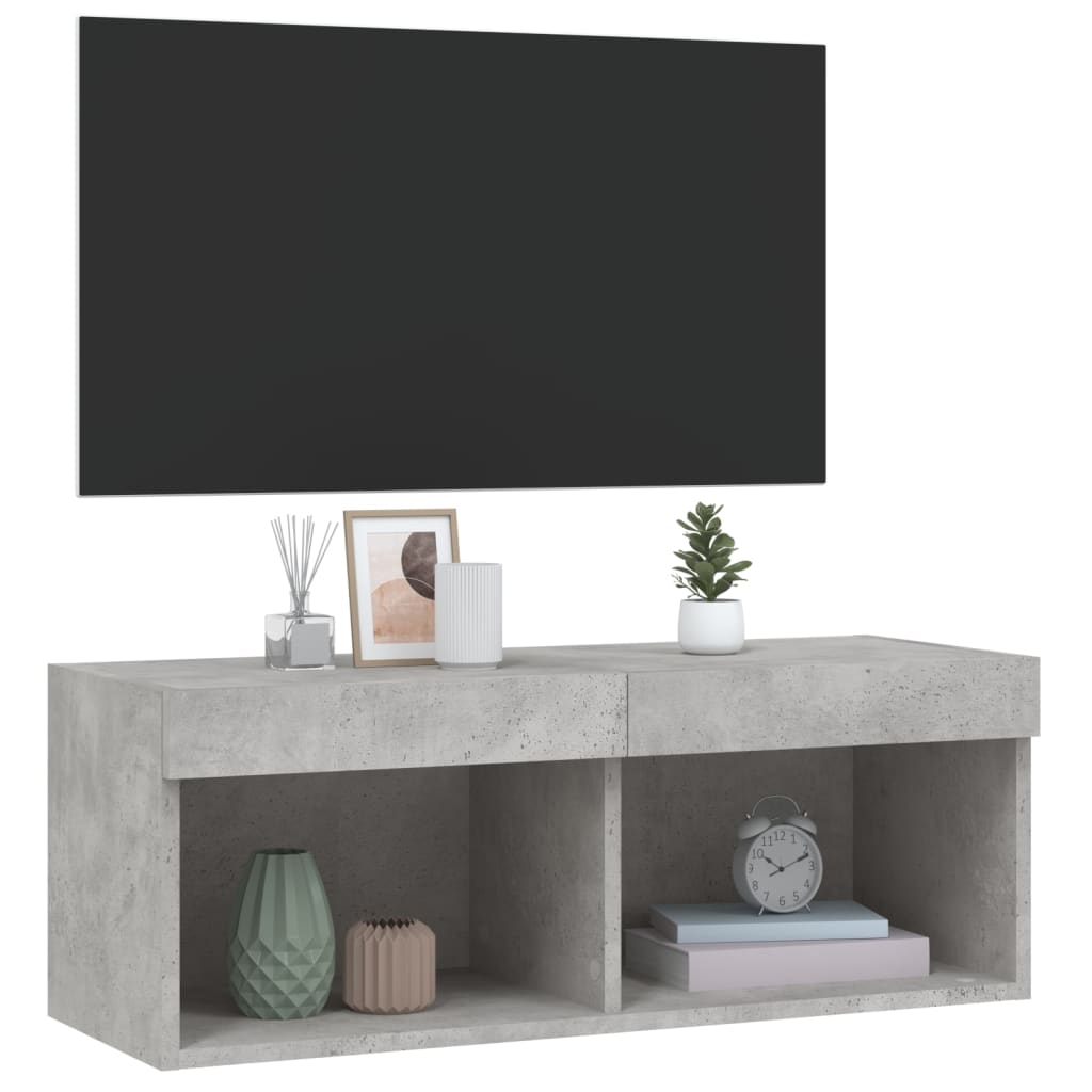 Tv-meubel met LED-verlichting 80x30x30 cm betongrijs is nu te koop bij PeponiXL, paradijselijk wonen!