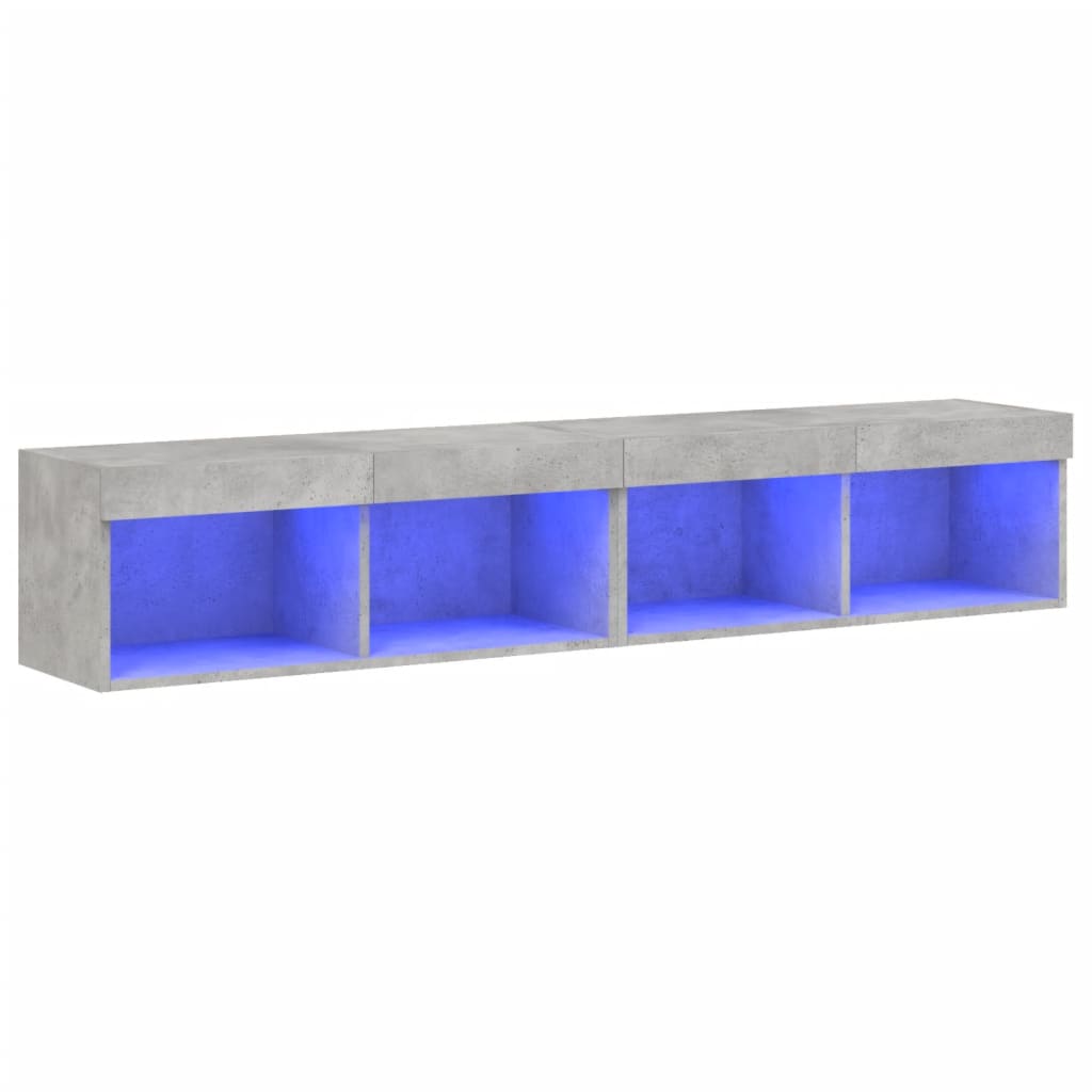 Tv-meubels met LED-verlichting 2 st 80x30x30 cm betongrijs is nu te koop bij PeponiXL, paradijselijk wonen!
