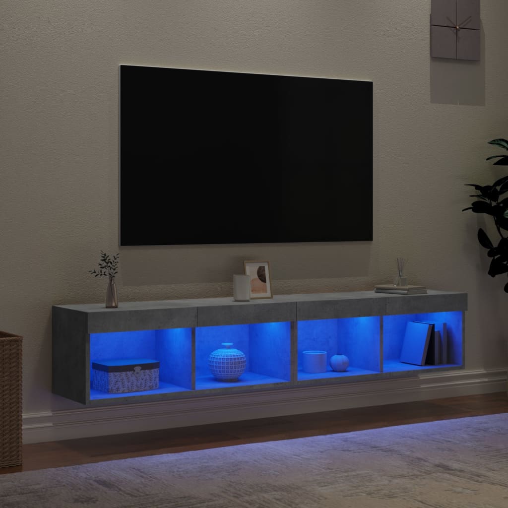 Tv-meubels met LED-verlichting 2 st 80x30x30 cm betongrijs is nu te koop bij PeponiXL, paradijselijk wonen!
