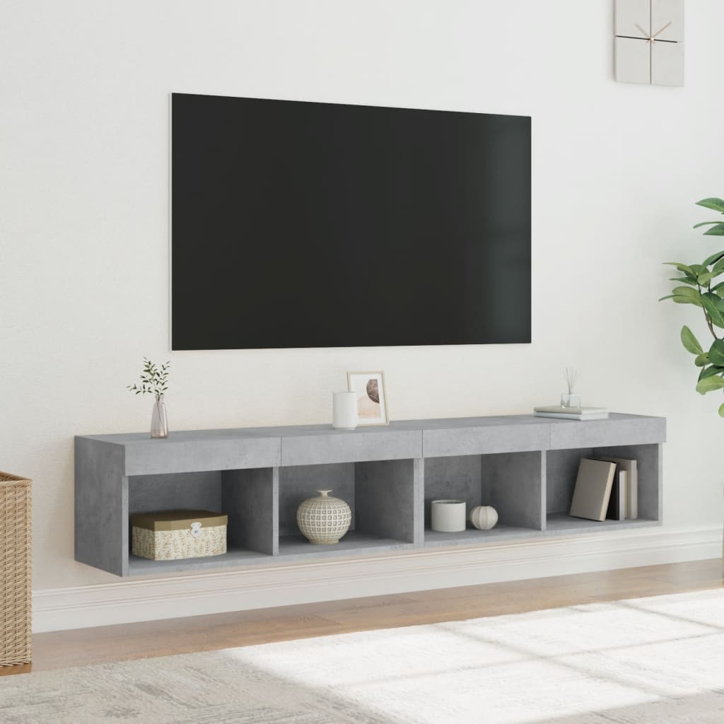 Tv-meubels met LED-verlichting 2 st 80x30x30 cm betongrijs is nu te koop bij PeponiXL, paradijselijk wonen!