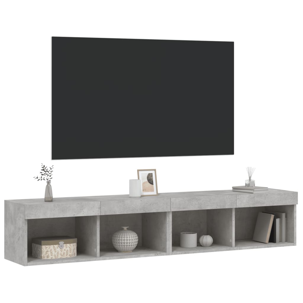 Tv-meubels met LED-verlichting 2 st 80x30x30 cm betongrijs is nu te koop bij PeponiXL, paradijselijk wonen!