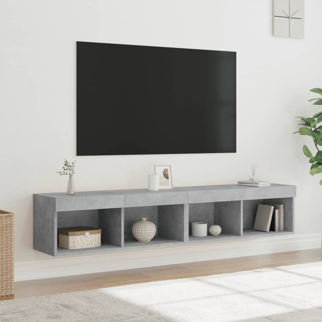 Tv-meubels met LED-verlichting 2 st 80x30x30 cm betongrijs is nu te koop bij PeponiXL, paradijselijk wonen!