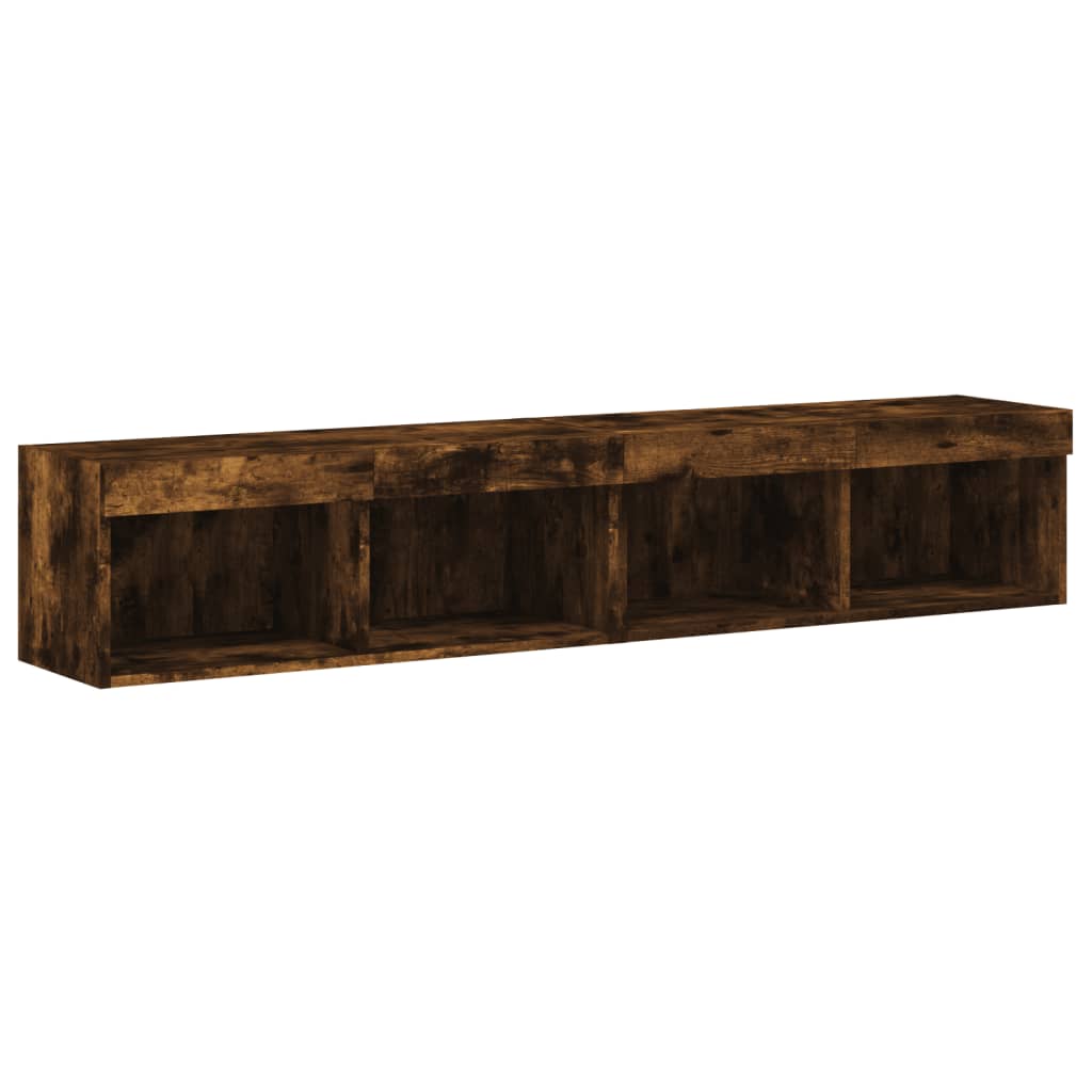 Tv-meubels met LED-verlichting 2 st 80x30x30 cm gerookt eiken is nu te koop bij PeponiXL, paradijselijk wonen!