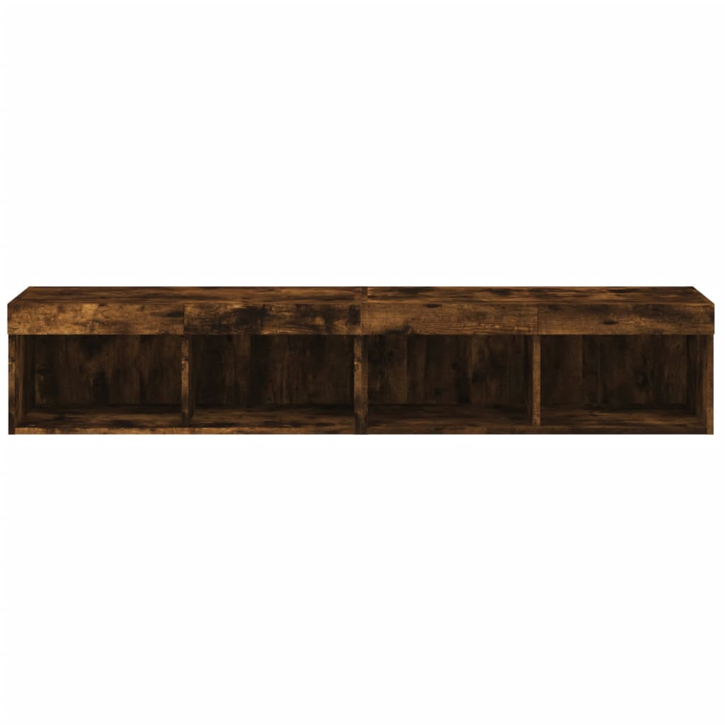 Tv-meubels met LED-verlichting 2 st 80x30x30 cm gerookt eiken is nu te koop bij PeponiXL, paradijselijk wonen!