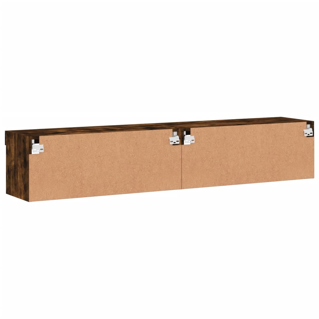 Tv-meubels met LED-verlichting 2 st 80x30x30 cm gerookt eiken is nu te koop bij PeponiXL, paradijselijk wonen!