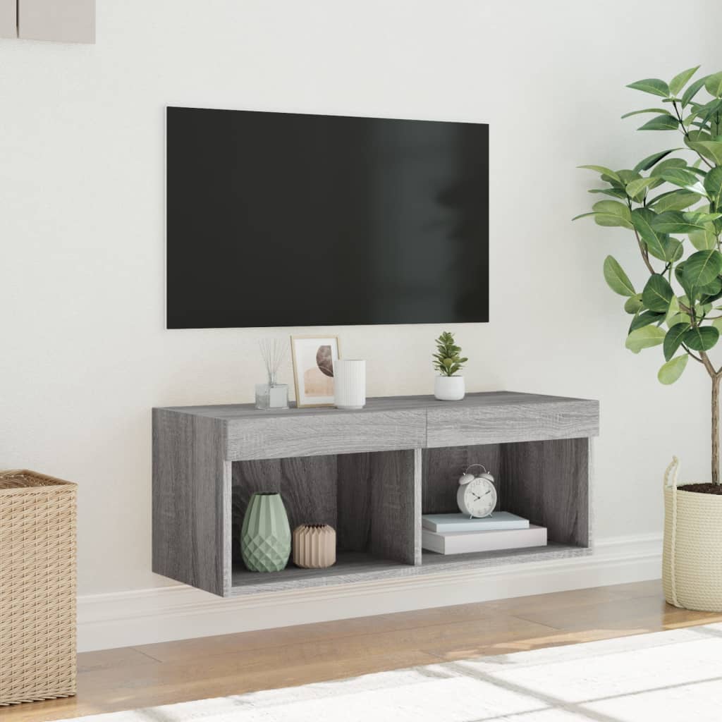 Tv-meubel met LED-verlichting 80x30x30 cm grijs sonoma eiken is nu te koop bij PeponiXL, paradijselijk wonen!