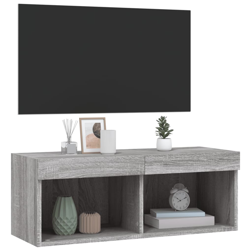 Tv-meubel met LED-verlichting 80x30x30 cm grijs sonoma eiken is nu te koop bij PeponiXL, paradijselijk wonen!