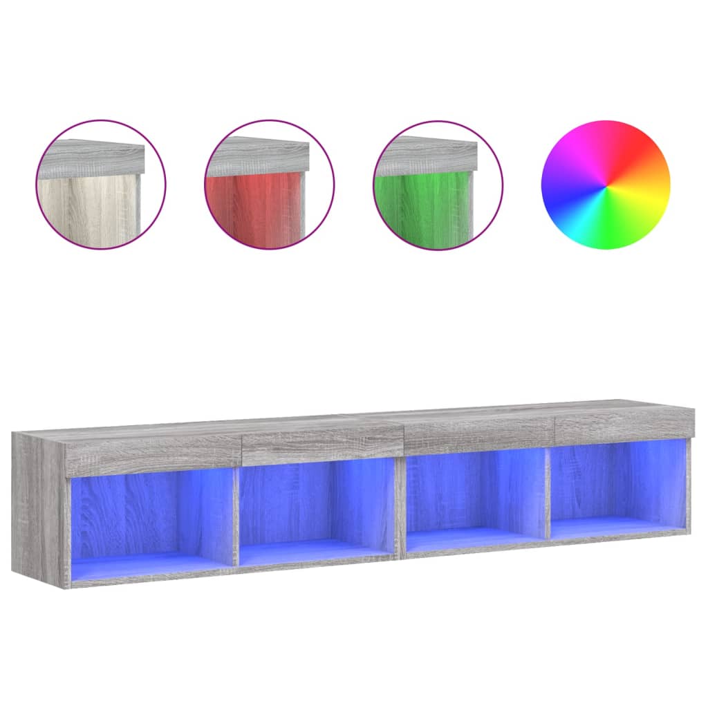 Tv-meubels met LED-verlichting 2 st 80x30x30 cm grijs sonoma is nu te koop bij PeponiXL, paradijselijk wonen!