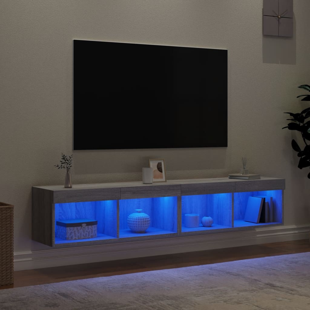 Tv-meubels met LED-verlichting 2 st 80x30x30 cm grijs sonoma is nu te koop bij PeponiXL, paradijselijk wonen!