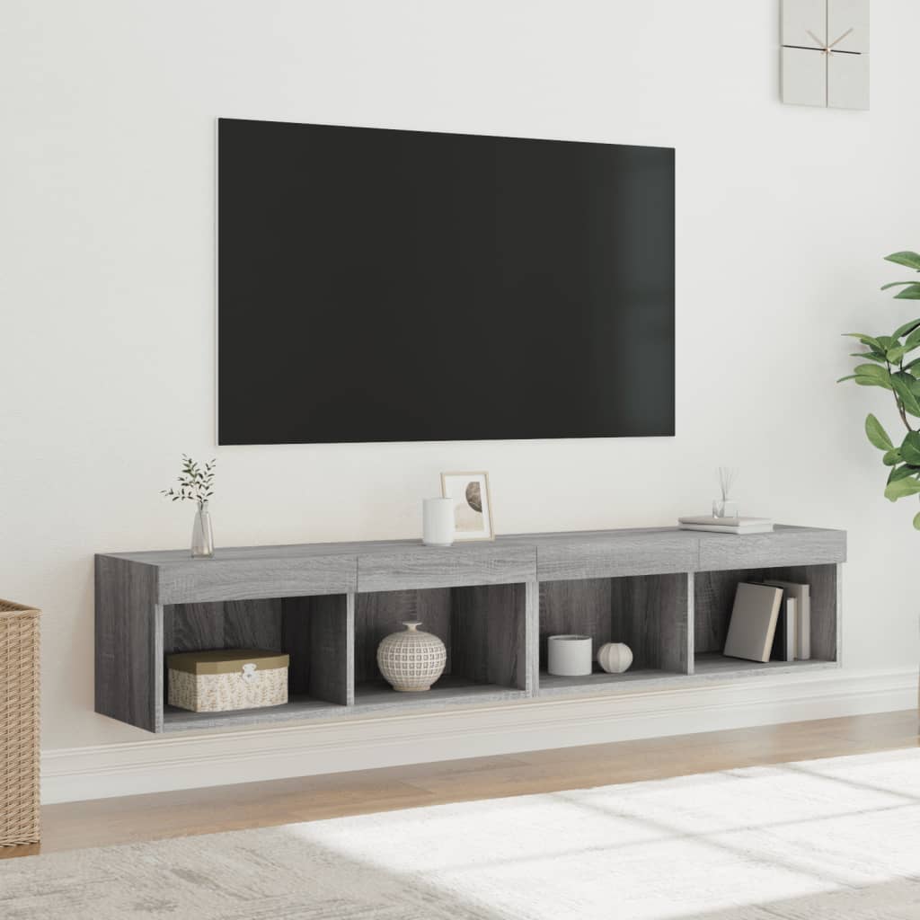 Tv-meubels met LED-verlichting 2 st 80x30x30 cm grijs sonoma is nu te koop bij PeponiXL, paradijselijk wonen!