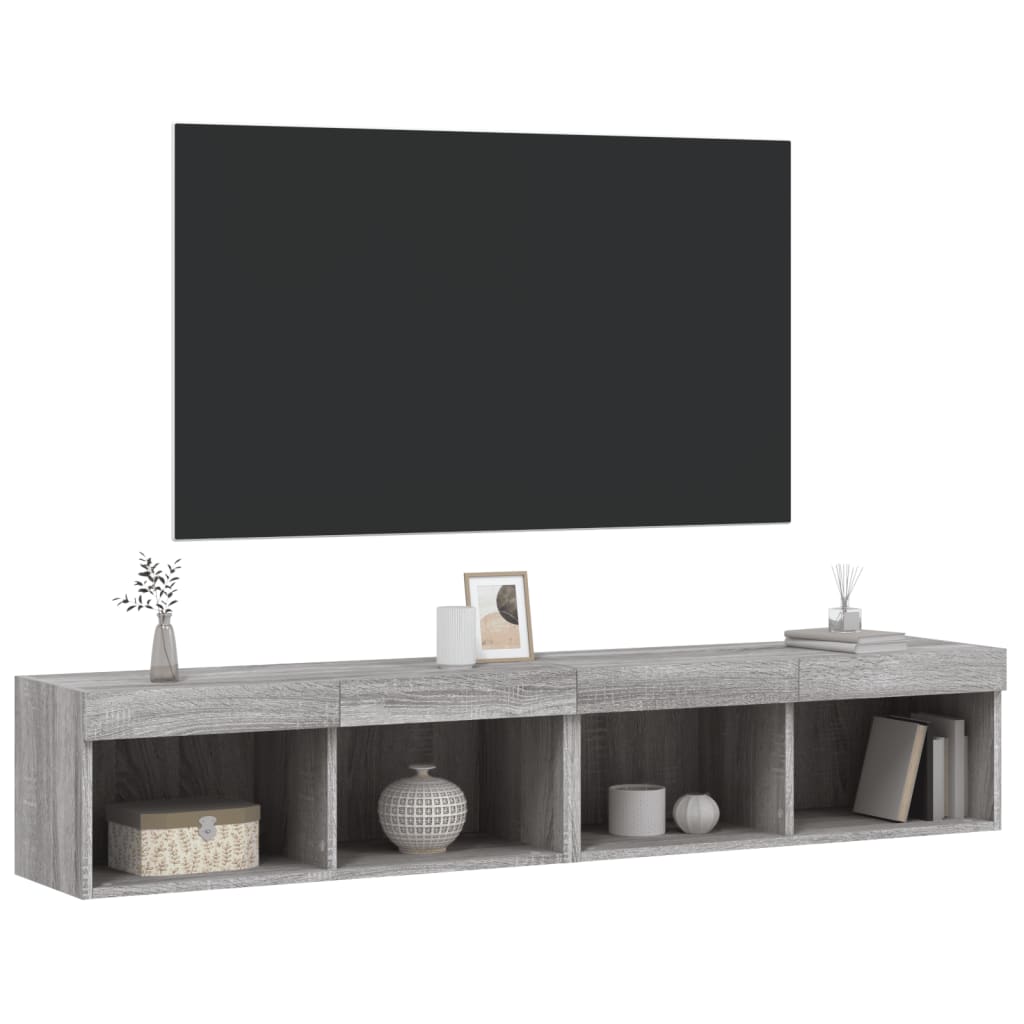 Tv-meubels met LED-verlichting 2 st 80x30x30 cm grijs sonoma is nu te koop bij PeponiXL, paradijselijk wonen!
