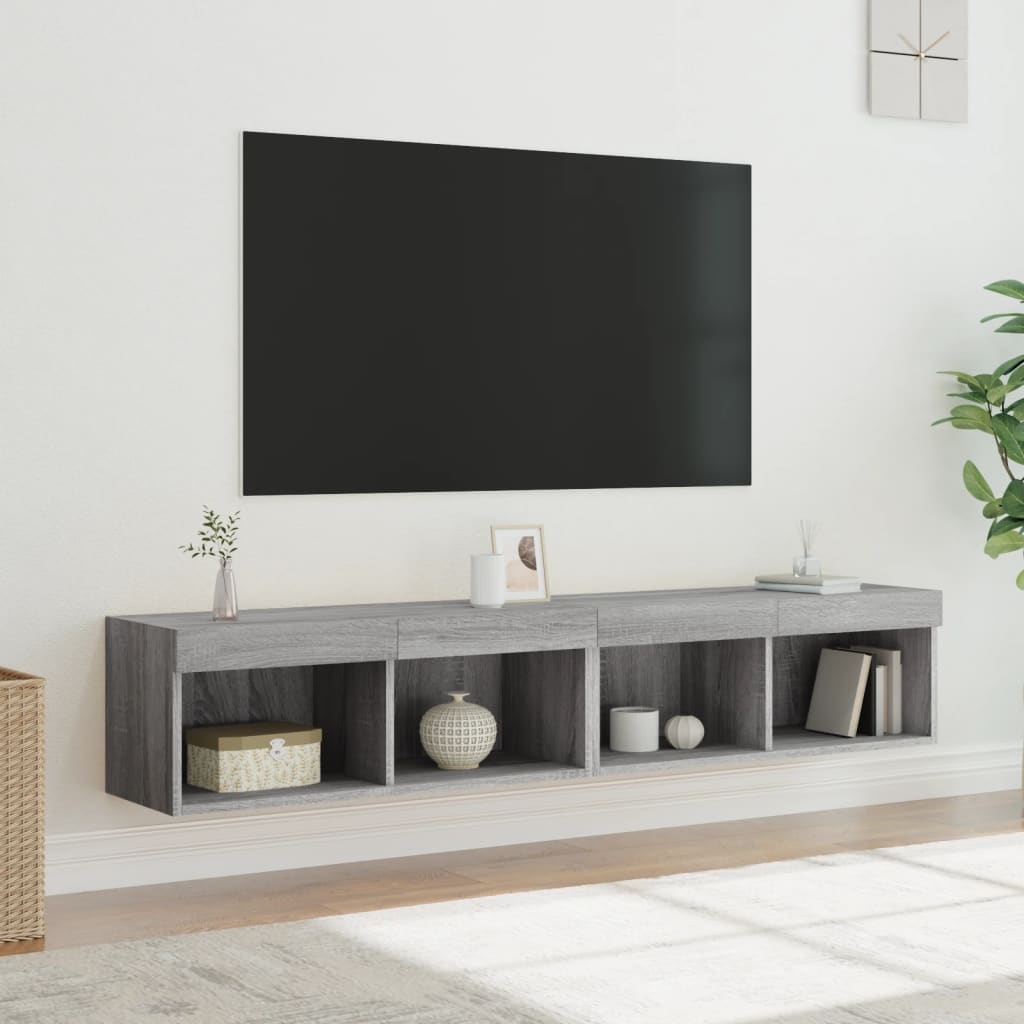 Tv-meubels met LED-verlichting 2 st 80x30x30 cm grijs sonoma is nu te koop bij PeponiXL, paradijselijk wonen!