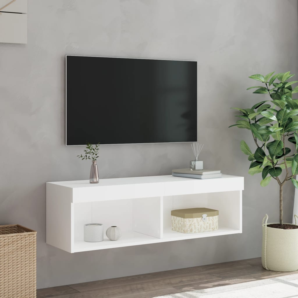 Tv-meubel met LED-verlichting 100x30x30 cm wit is nu te koop bij PeponiXL, paradijselijk wonen!