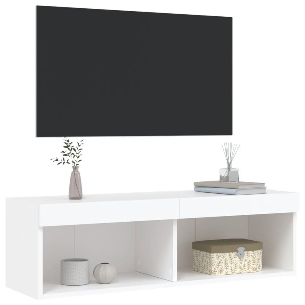 Tv-meubel met LED-verlichting 100x30x30 cm wit is nu te koop bij PeponiXL, paradijselijk wonen!