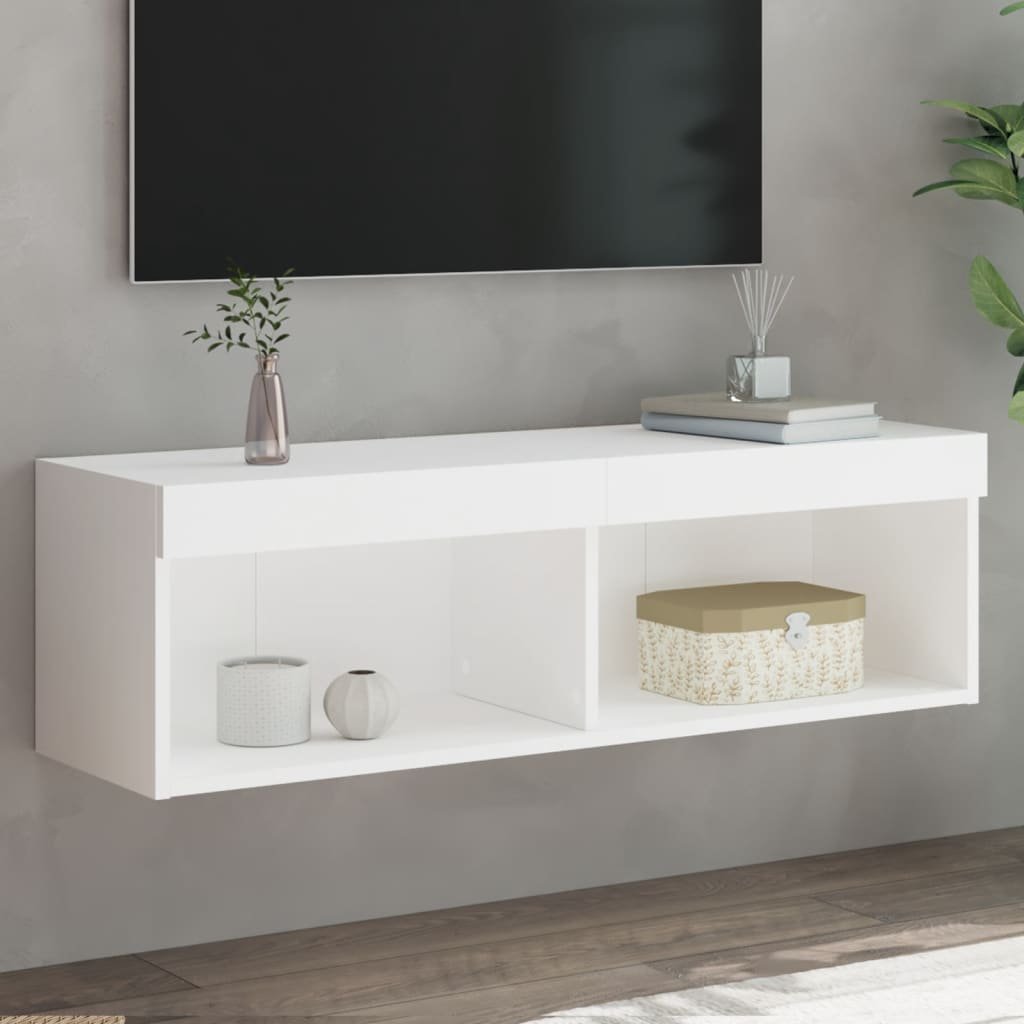 Tv-meubel met LED-verlichting 100x30x30 cm wit is nu te koop bij PeponiXL, paradijselijk wonen!