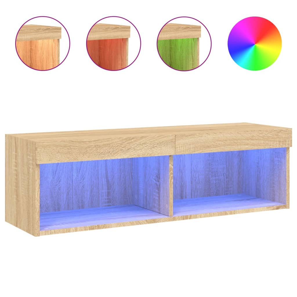 Tv-meubel met LED-verlichting 100x30x30 cm sonoma eikenkleurig is nu te koop bij PeponiXL, paradijselijk wonen!