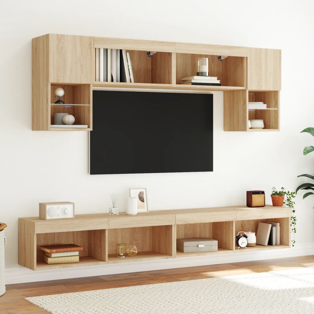 Tv-meubel met LED-verlichting 100x30x30 cm sonoma eikenkleurig is nu te koop bij PeponiXL, paradijselijk wonen!