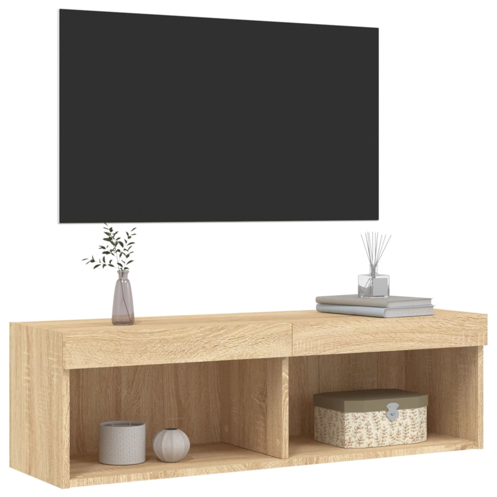 Tv-meubel met LED-verlichting 100x30x30 cm sonoma eikenkleurig is nu te koop bij PeponiXL, paradijselijk wonen!