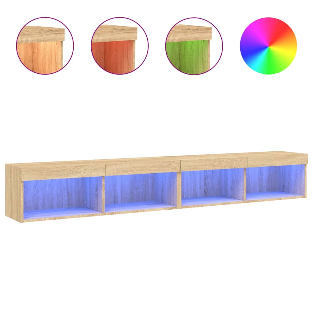 Tv-meubels met LED-verlichting 2 st 100x30x30 cm sonoma eiken is nu te koop bij PeponiXL, paradijselijk wonen!