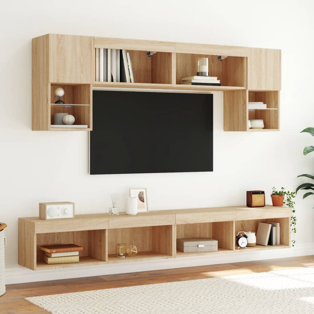 Tv-meubels met LED-verlichting 2 st 100x30x30 cm sonoma eiken is nu te koop bij PeponiXL, paradijselijk wonen!
