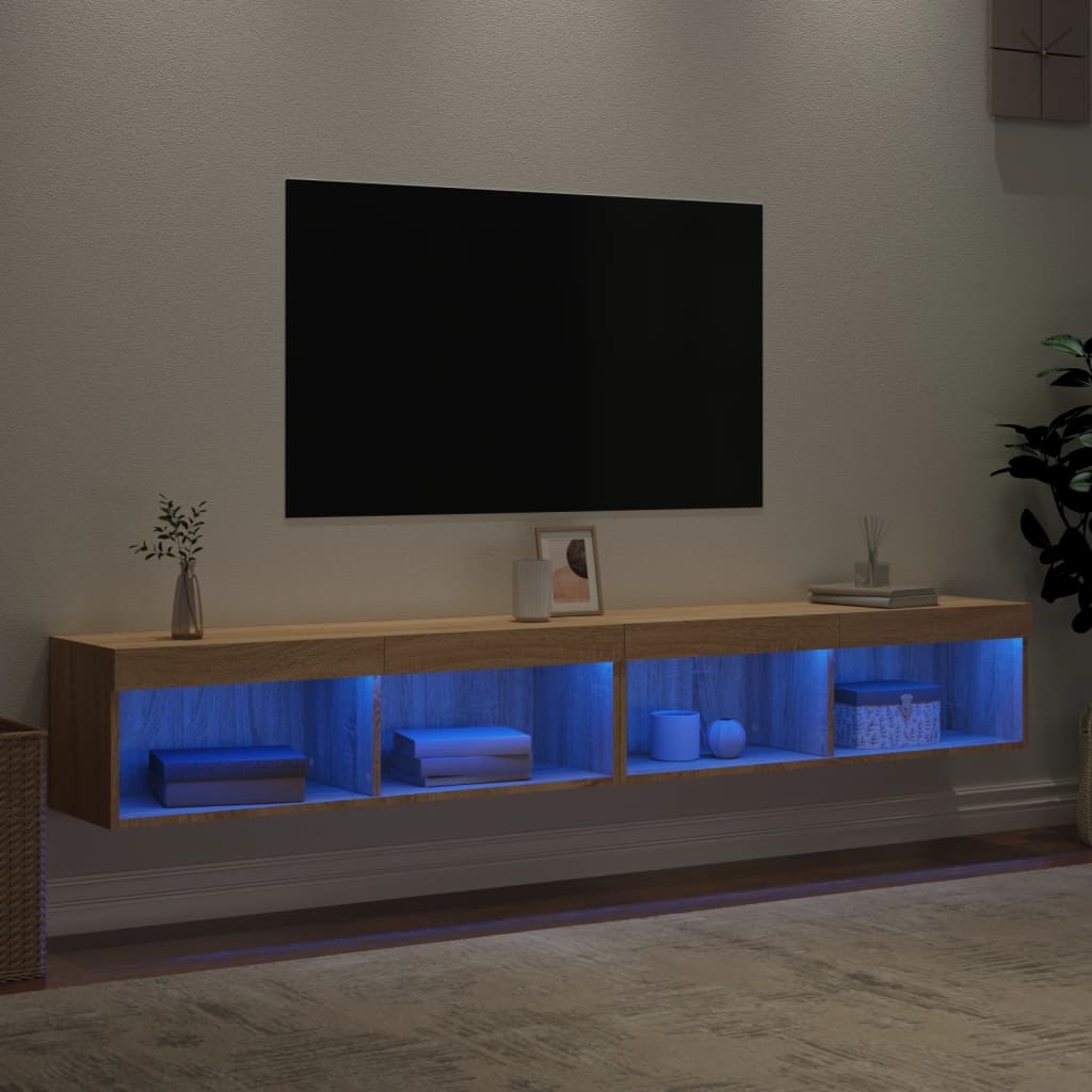 Tv-meubels met LED-verlichting 2 st 100x30x30 cm sonoma eiken is nu te koop bij PeponiXL, paradijselijk wonen!