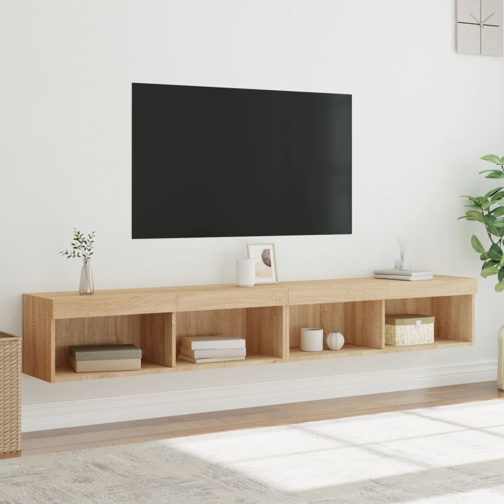 Tv-meubels met LED-verlichting 2 st 100x30x30 cm sonoma eiken is nu te koop bij PeponiXL, paradijselijk wonen!