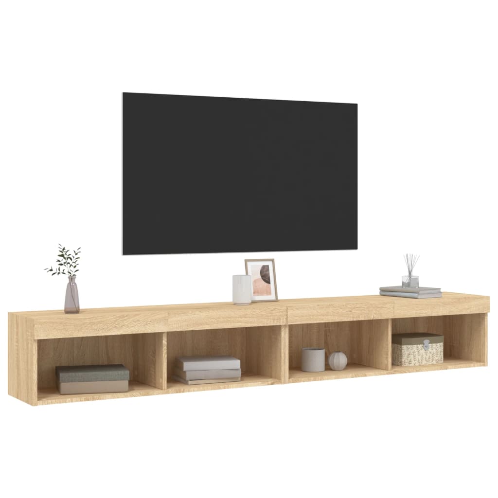Tv-meubels met LED-verlichting 2 st 100x30x30 cm sonoma eiken is nu te koop bij PeponiXL, paradijselijk wonen!