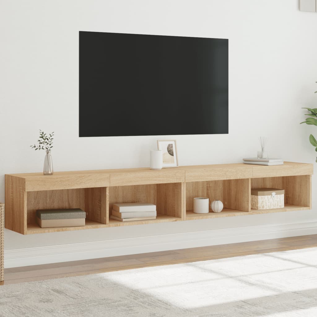 Tv-meubels met LED-verlichting 2 st 100x30x30 cm sonoma eiken is nu te koop bij PeponiXL, paradijselijk wonen!