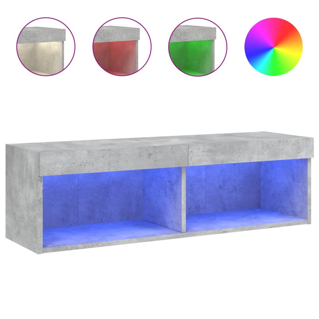 Tv-meubel met LED-verlichting 100x30x30 cm betongrijs is nu te koop bij PeponiXL, paradijselijk wonen!