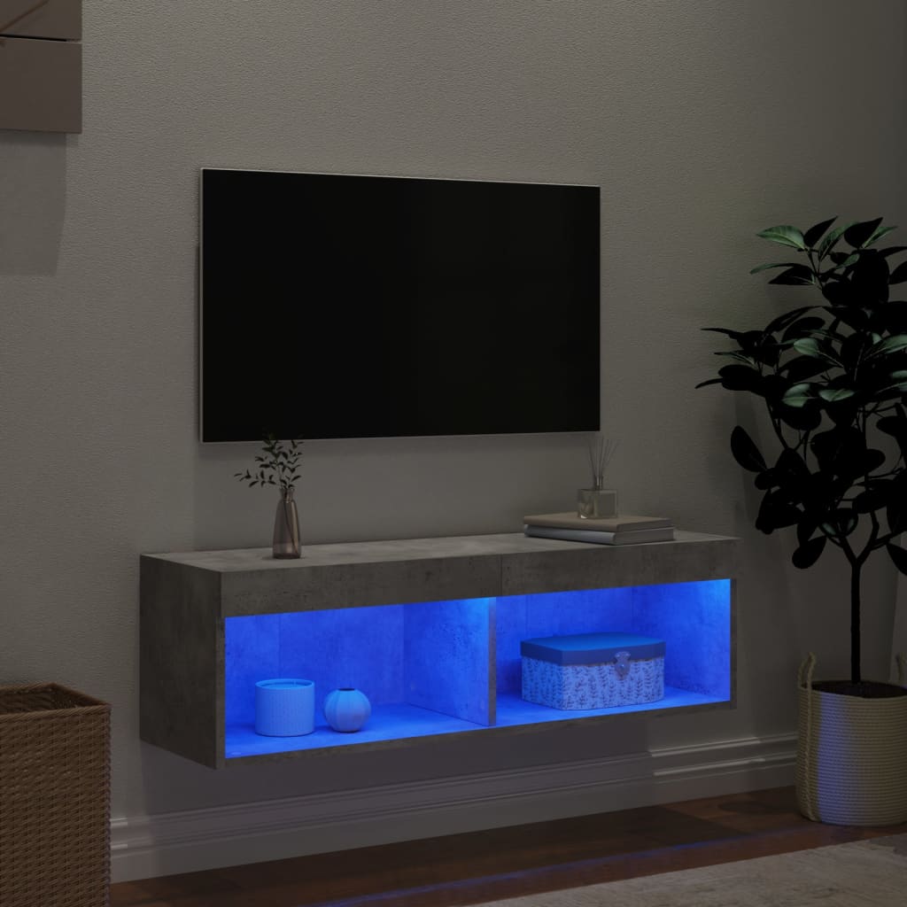 Tv-meubel met LED-verlichting 100x30x30 cm betongrijs is nu te koop bij PeponiXL, paradijselijk wonen!