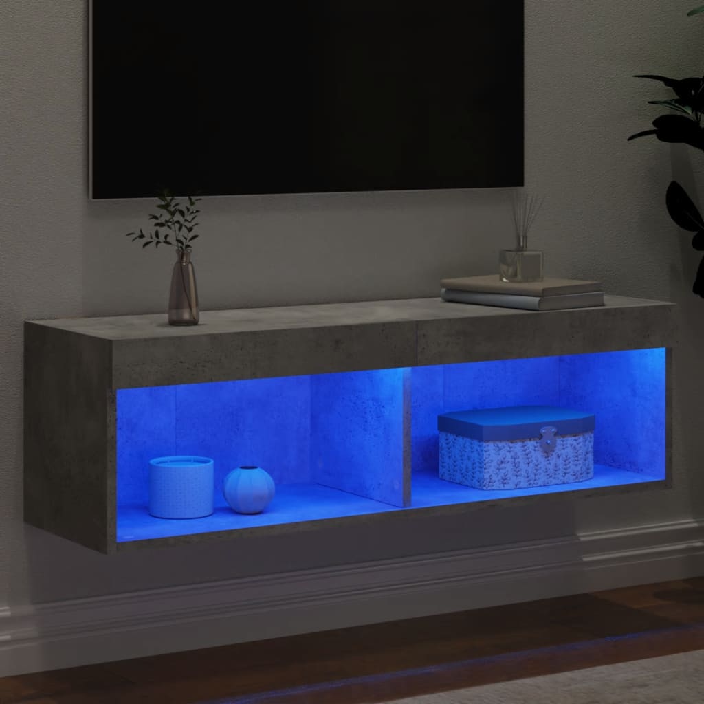 Tv-meubel met LED-verlichting 100x30x30 cm betongrijs is nu te koop bij PeponiXL, paradijselijk wonen!