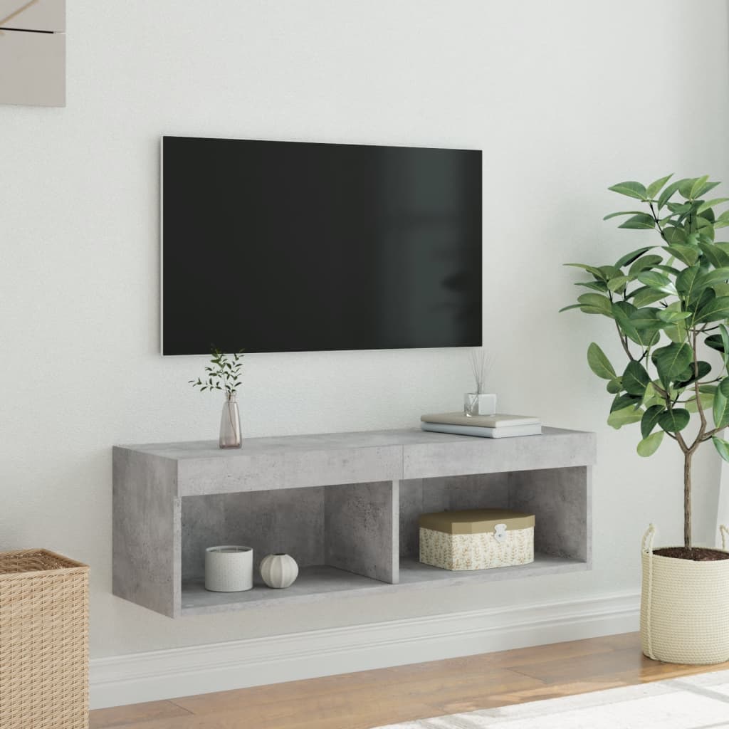 Tv-meubel met LED-verlichting 100x30x30 cm betongrijs is nu te koop bij PeponiXL, paradijselijk wonen!