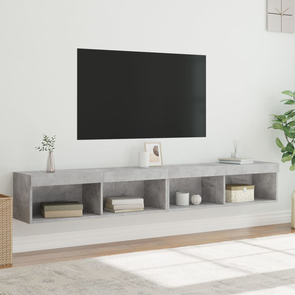 Tv-meubels met LED-verlichting 2 st 100x30x30 cm betongrijs is nu te koop bij PeponiXL, paradijselijk wonen!