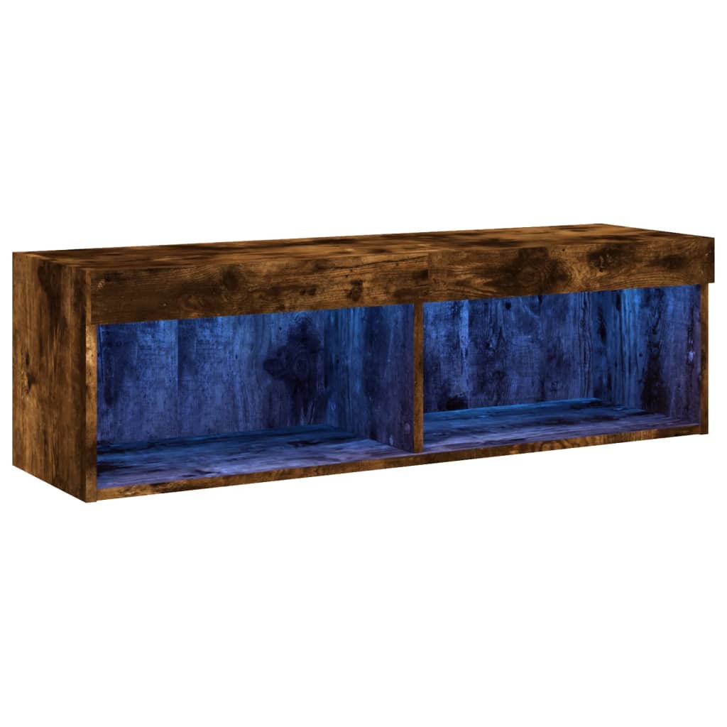 Tv-meubel LED-verlichting 100x30x30 cm gerookt eikenkleurig is nu te koop bij PeponiXL, paradijselijk wonen!