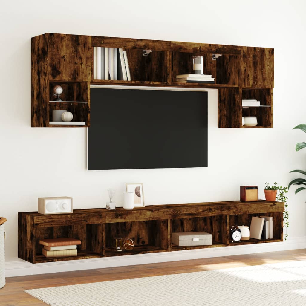 Tv-meubel LED-verlichting 100x30x30 cm gerookt eikenkleurig is nu te koop bij PeponiXL, paradijselijk wonen!