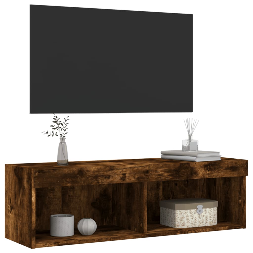 Tv-meubel LED-verlichting 100x30x30 cm gerookt eikenkleurig is nu te koop bij PeponiXL, paradijselijk wonen!