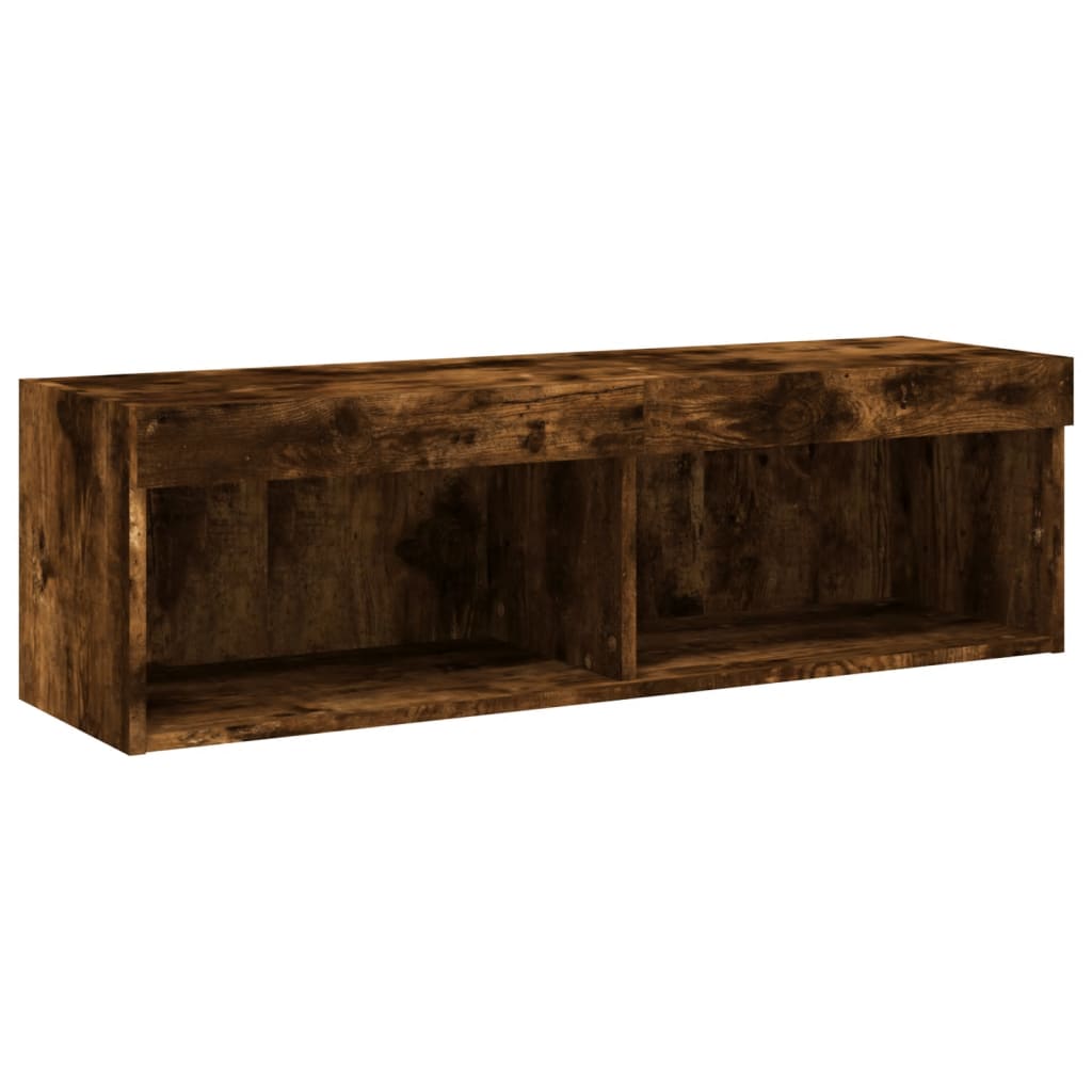 Tv-meubel LED-verlichting 100x30x30 cm gerookt eikenkleurig is nu te koop bij PeponiXL, paradijselijk wonen!