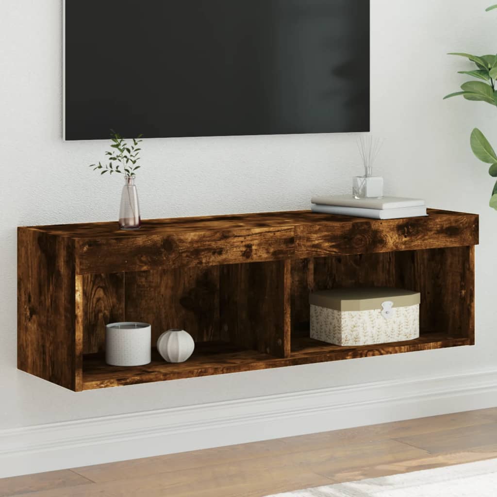 Tv-meubel LED-verlichting 100x30x30 cm gerookt eikenkleurig is nu te koop bij PeponiXL, paradijselijk wonen!
