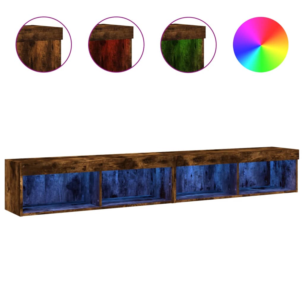 Tv-meubels met LED-verlichting 2 st 100x30x30 cm gerookt eiken is nu te koop bij PeponiXL, paradijselijk wonen!