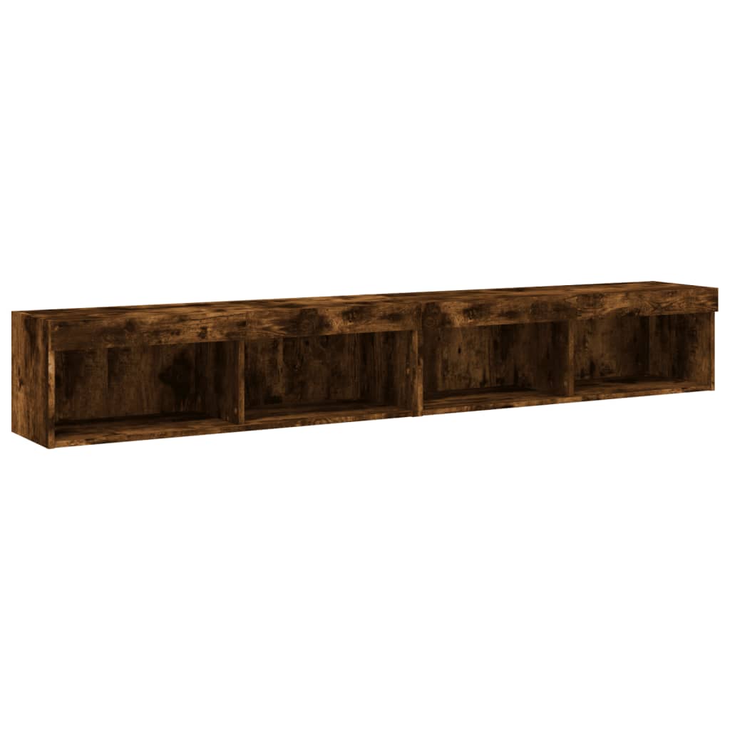 Tv-meubels met LED-verlichting 2 st 100x30x30 cm gerookt eiken is nu te koop bij PeponiXL, paradijselijk wonen!