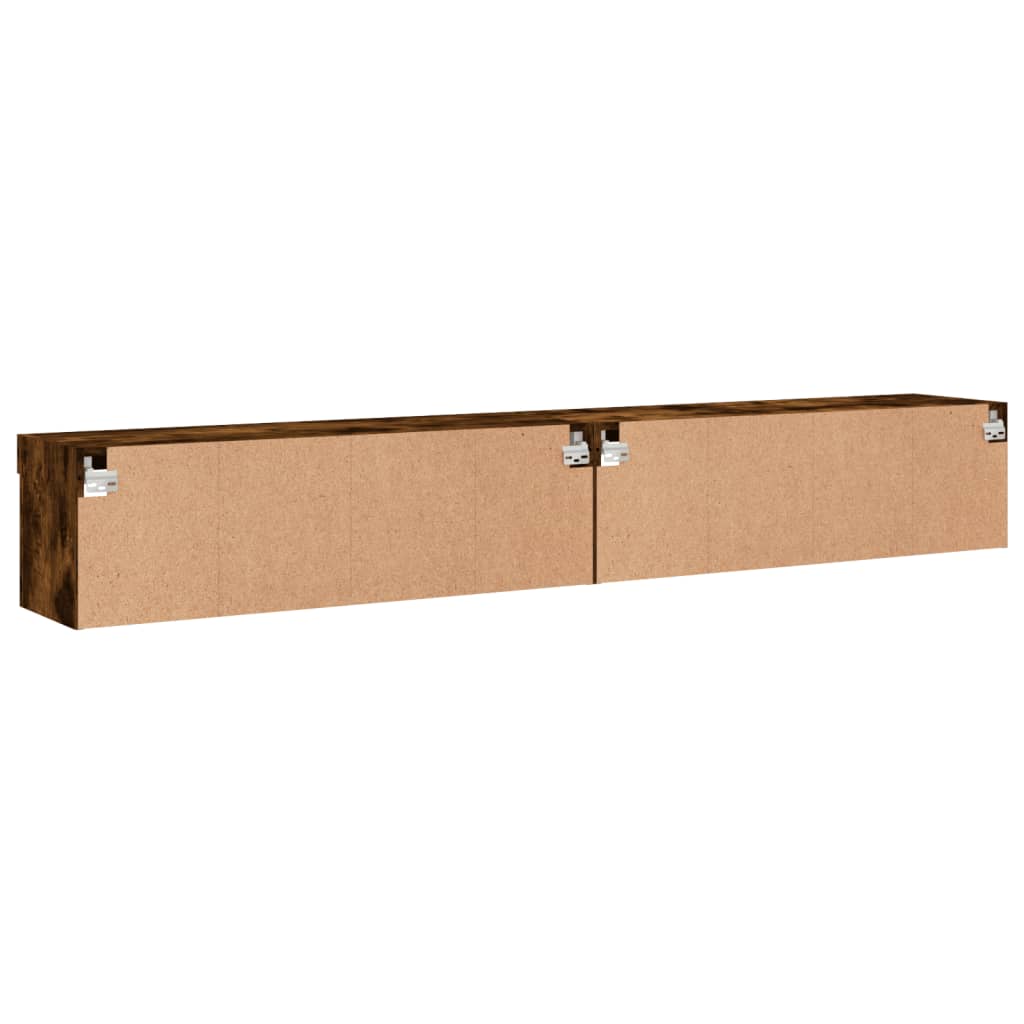 Tv-meubels met LED-verlichting 2 st 100x30x30 cm gerookt eiken is nu te koop bij PeponiXL, paradijselijk wonen!
