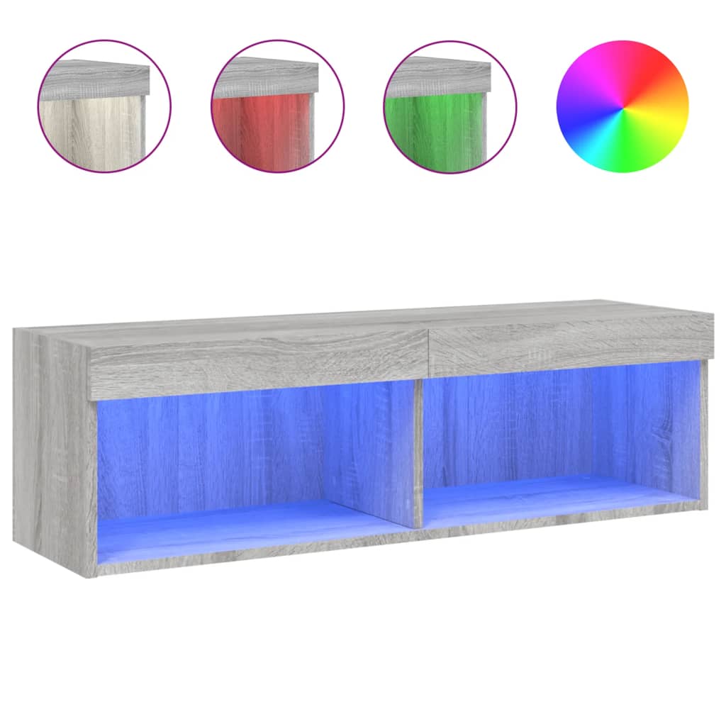Tv-meubel met LED-verlichting 100x30x30 cm grijs sonoma eiken is nu te koop bij PeponiXL, paradijselijk wonen!