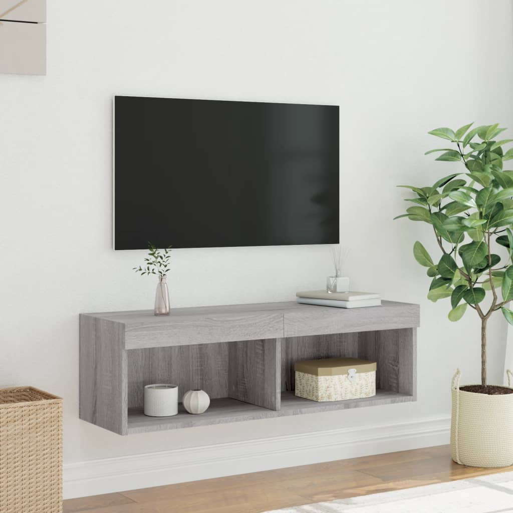 Tv-meubel met LED-verlichting 100x30x30 cm grijs sonoma eiken is nu te koop bij PeponiXL, paradijselijk wonen!