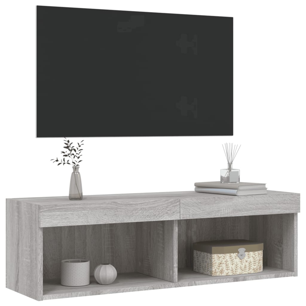 Tv-meubel met LED-verlichting 100x30x30 cm grijs sonoma eiken is nu te koop bij PeponiXL, paradijselijk wonen!
